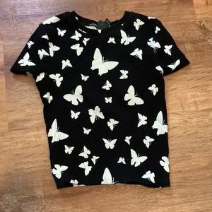 Black and white butterfly top